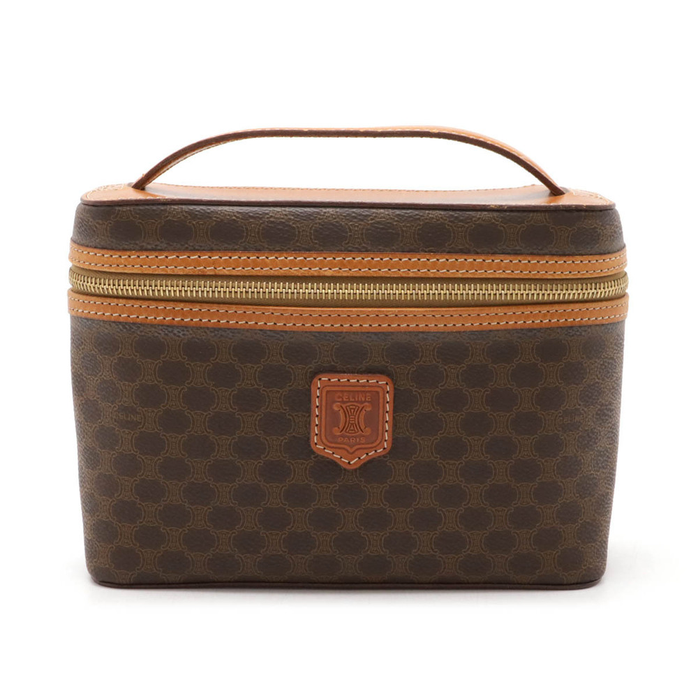 Celine Macadam Vanity Bag Handbag Leather Brown